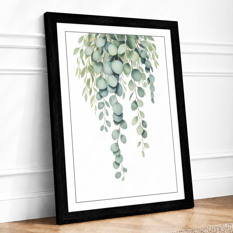 Weeping Eucalyptus Botanical - Framed Print, A2 - 59.4 x 42.0 cm, Black