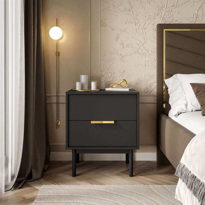 54cm W Bedside Table, Black
