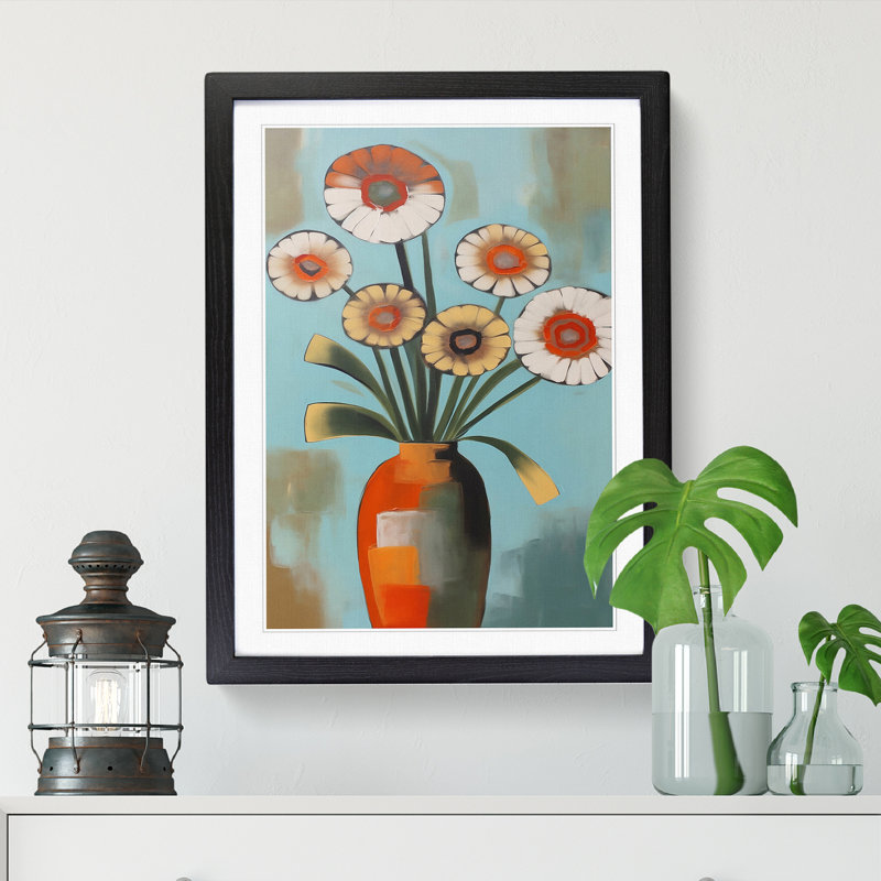 Modern Flowers Mid Century Vol.4 1 Piece Wall Art, 46cm H x 34cm W x 2cm D, Oak