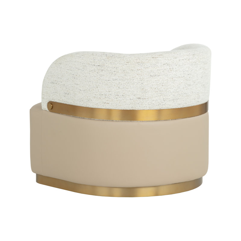 Swivel Lounge Chair, Cream Linen;Rayon / Viscose;Polyester
