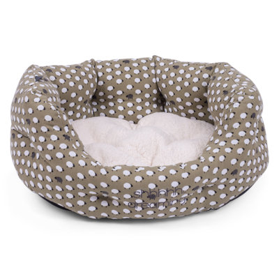 Oval Animal Print Orthopedic Memory Foam Fleece Pet Bed