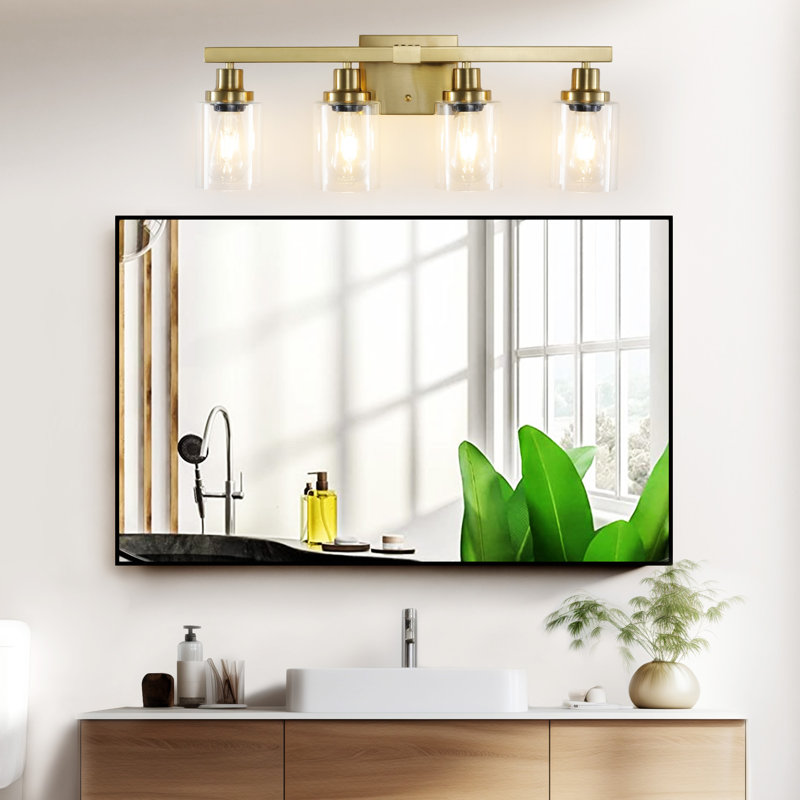 24" Modern 4-Light Bathroom Vanity Light Fixture, Golden