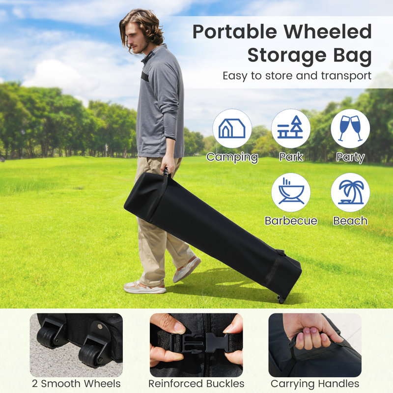 300 X 300 Cm Pop Up Blue Canopy Tent Portable Foldable Outdoor Patio Shelter