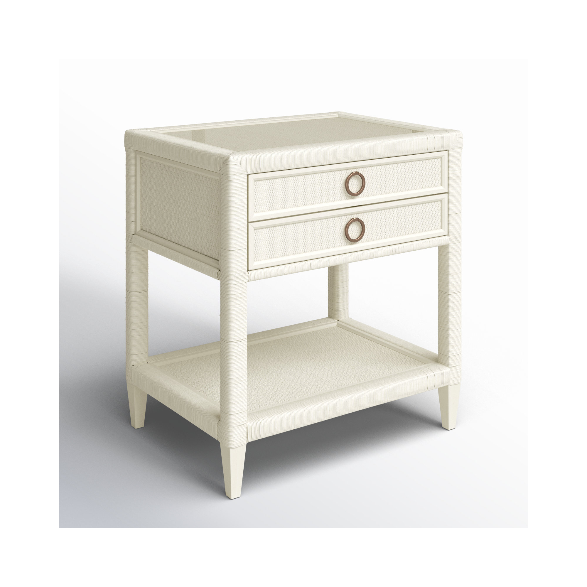Warwick 2 - Drawer Nightstand, Antique Frost White, Satin Brass