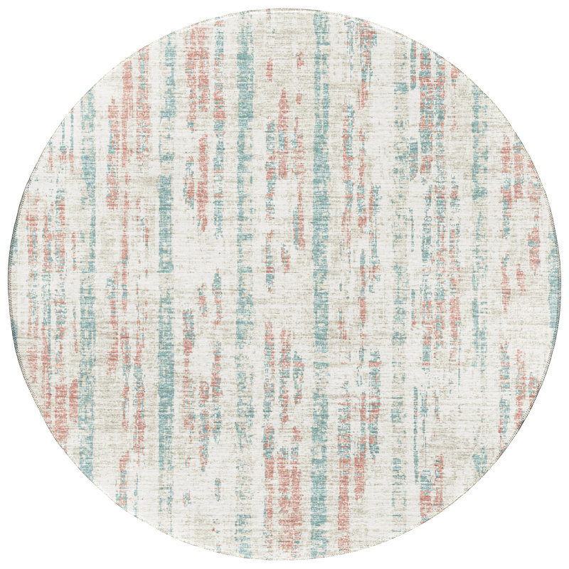 Chenille Abstract Indoor / Outdoor Rug, Round 8'