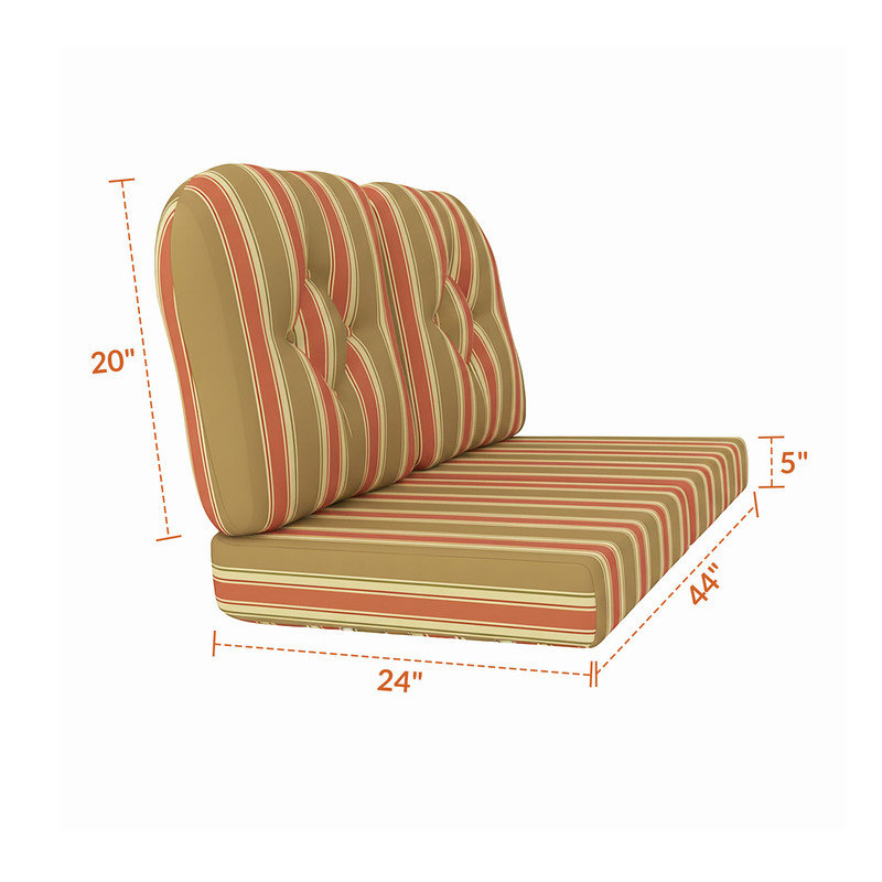 Coussin de remplacement pour causeuse d'extérieur Sunbrella, Huntington Adobe rayé