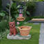 Statue d'extérieur de jardinière solaire chiot assis