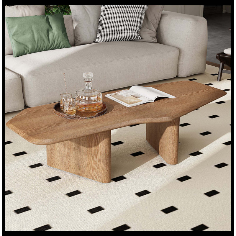 " Walnut Ash Wood Coffee Table | Solid Wood & Mdf | Modern Minimalist For Small Spaces