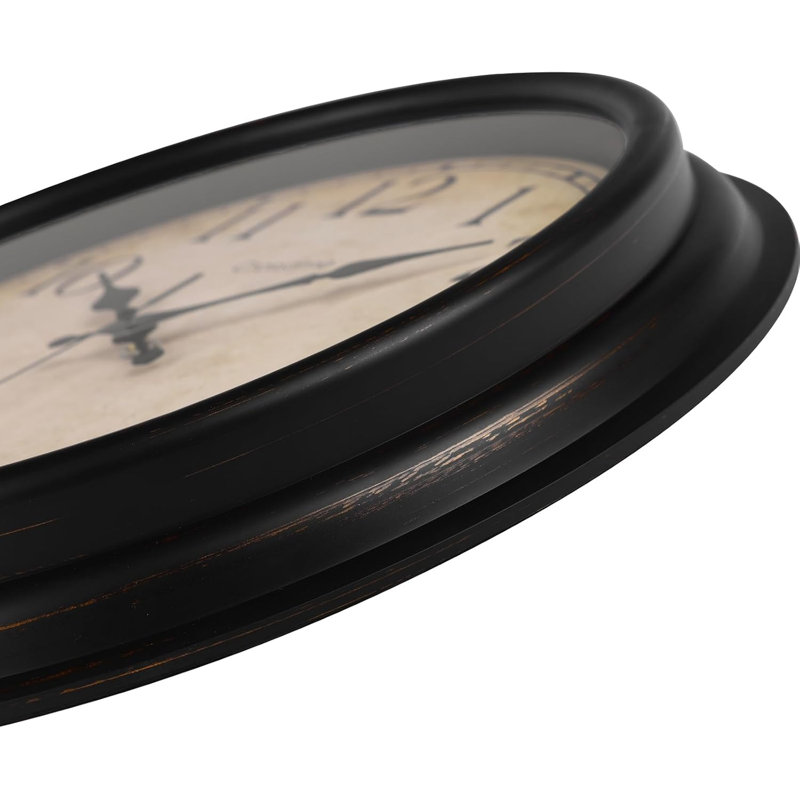 Horloge murale décorative vintage de 40 cm (16 pouces) en bronze silencieux, à piles
