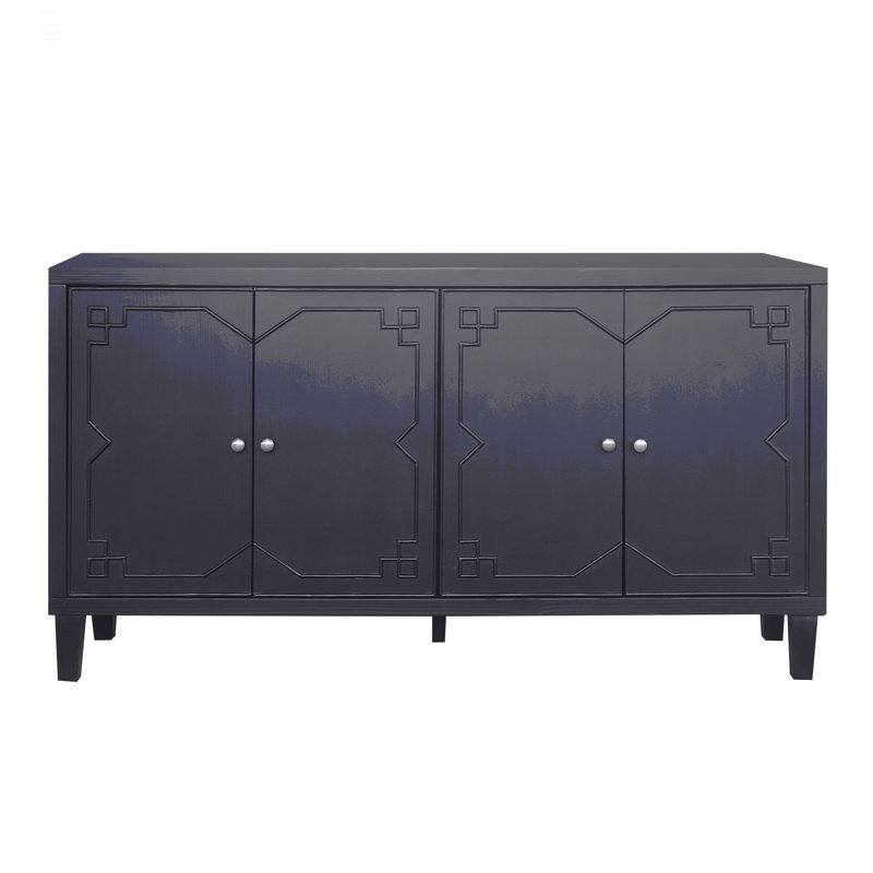 Armoire de rangement en bois à 4 portes Accent, Noir mat