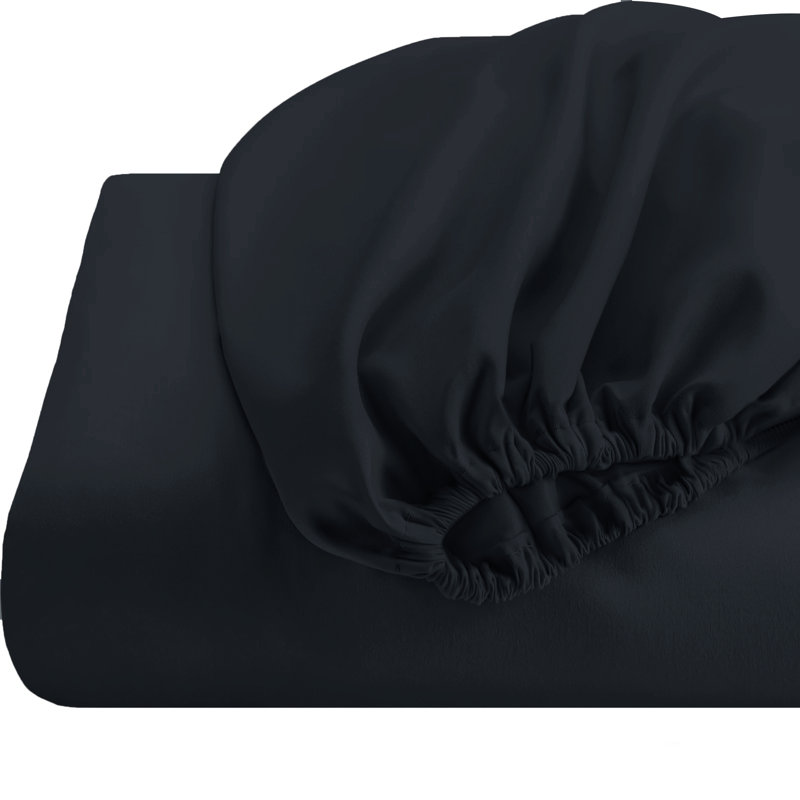 Super Soft 200 Thread Count Microfiber Brushed Fitted Bed Sheet, Black, Double (4'6)
