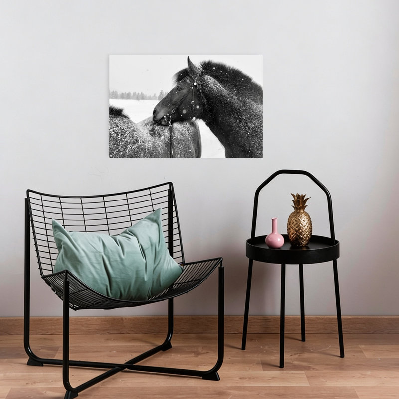 «Winter Horse Bond» Peaceful Serene Abstract Horse Forest, art mural