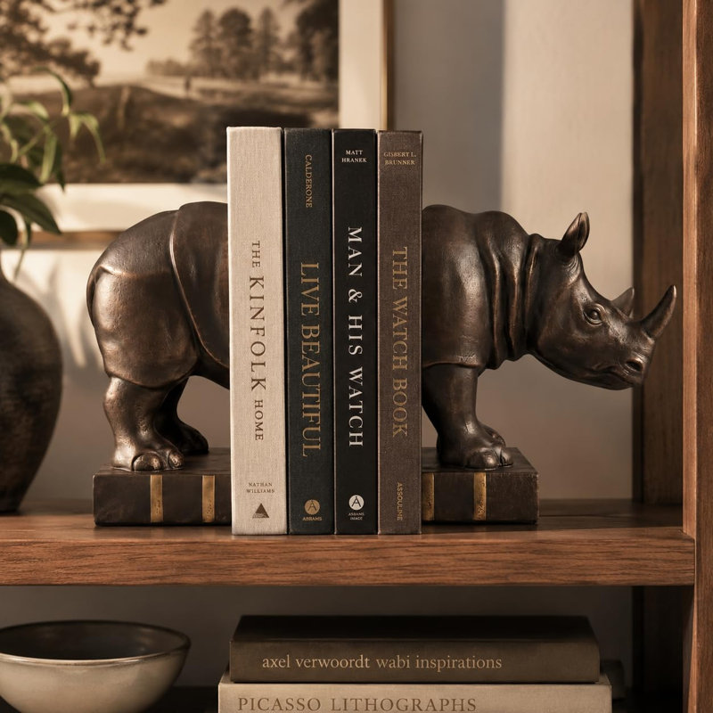 13.8 Inch Rhino Book Ends