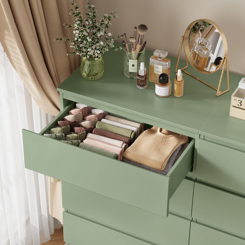 Commode 5 tiroirs (ensemble de 2), Vert Morandi