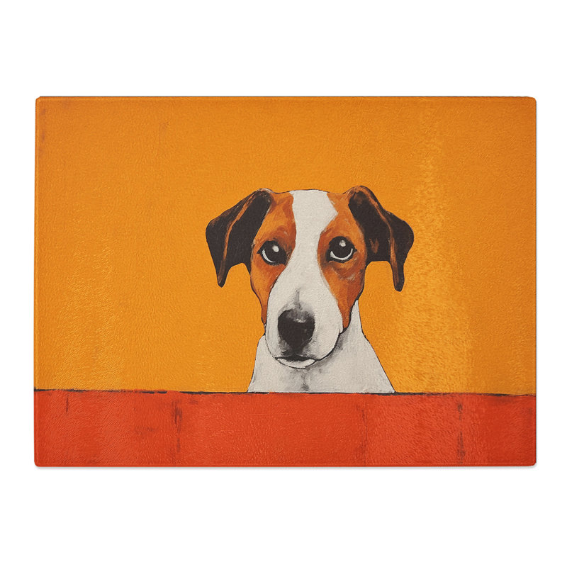 Jack Russell Minimalism  Glass Chopping Board