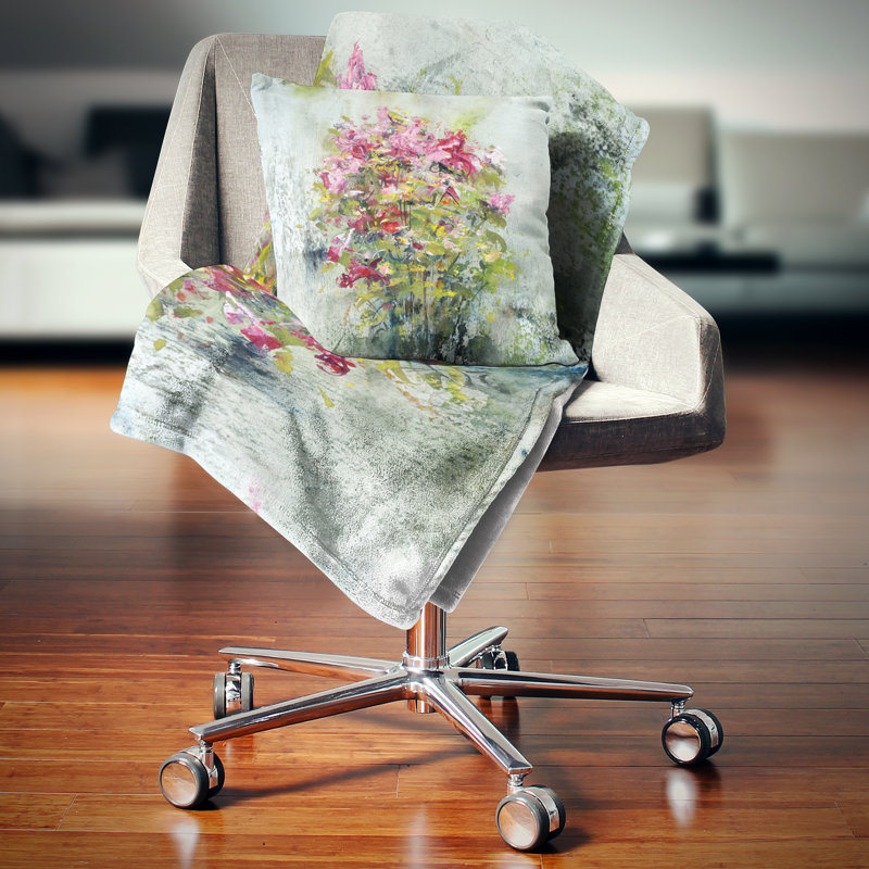 Bouquets de roses - coussin à imprimé floral, 18 po x 18 po, Coussin décoratif