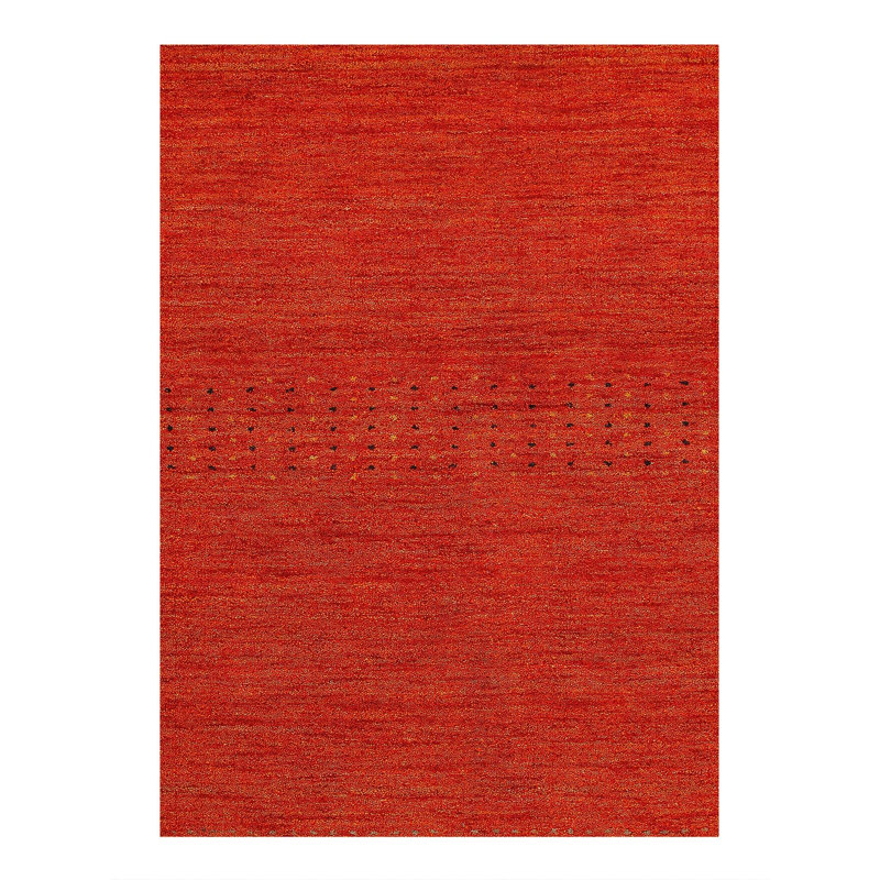 Tapis de couleur unie rectangulaire fait à la main en coton / laine 9 pi 7 po x 6 pi 5 po rouge / noir