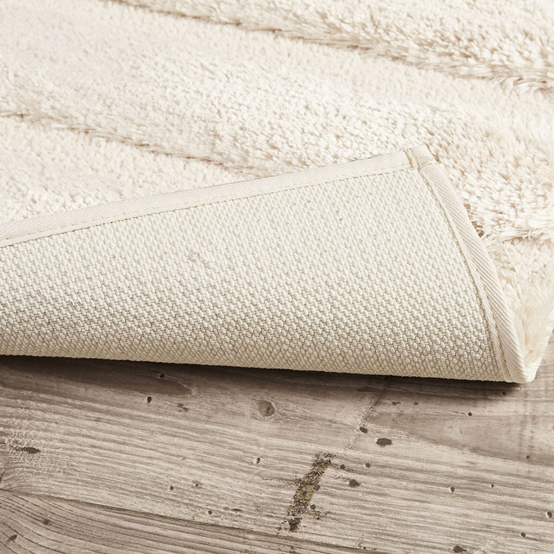 21"W X 34"L Bath Mat, 100% , Stripe, Stain , Non-Skid, Easy To Wash 21X34" Bathroom , Macro-Spun Non-Skid Back, Wheat