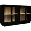 Armoire de rangement Carillo avec porte en acrylique pour le salon, la salle à manger et le bureau - Structure en panneau de particules noir