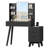 Fluted Vanity Desk with 5 Drawers, Built-in Power Outlet & 26" LED Mirror, 48" Large Fluted Dressing Table with Glass Top and Shelf-2062149521