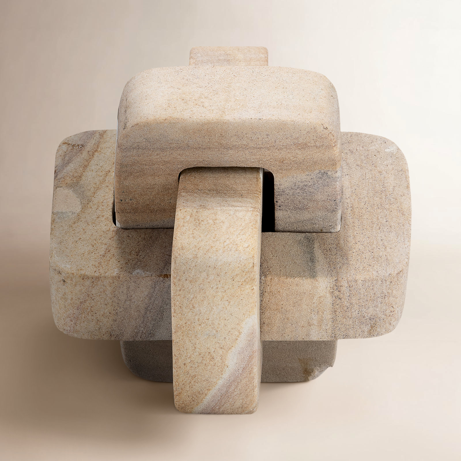 Genuine Marble Interlocking Sculpture, Brown