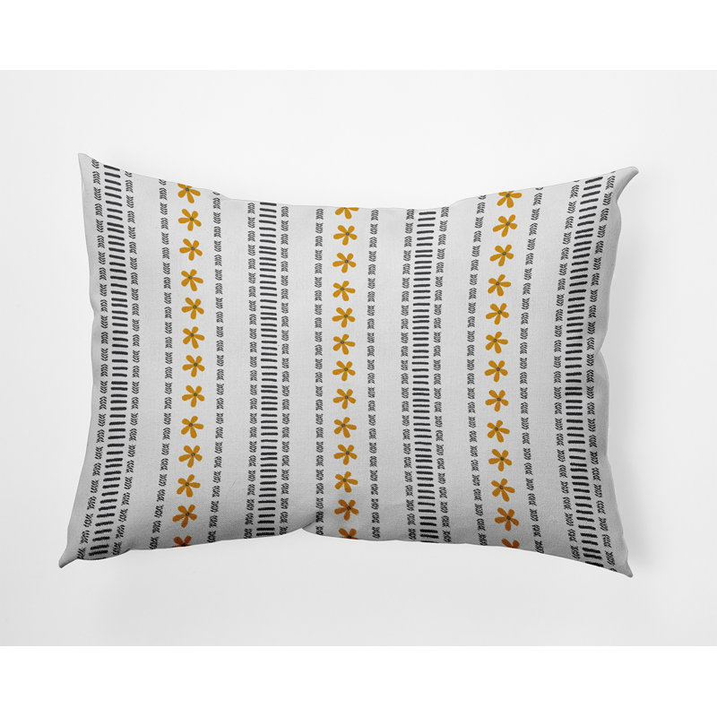 Reversible Throw Pillow, Goldenroo/Gray Striped