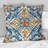 Mediterranean Tiles In Retro Blue V - Abstract Tile Printed Throw Pillow