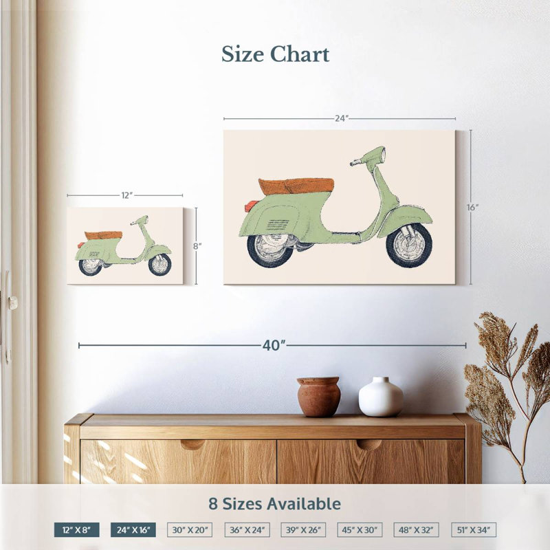 Vespa rétro Mehar, H 16 po x l 24 po