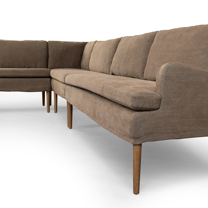 Aurelia 4-Piece Sectional, Broadway Coffee Linen, Left Hand Facing, 34.5" H x 137.5" W x 76" D