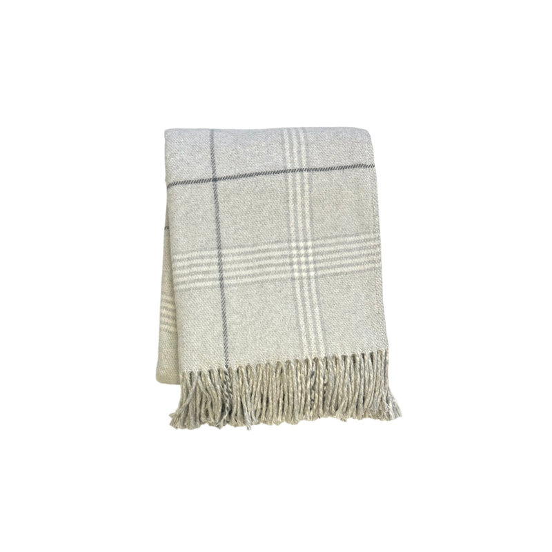 Jeté à carreaux Windowpane, Tissu écossais brun clair, L 67 po x l 50 po