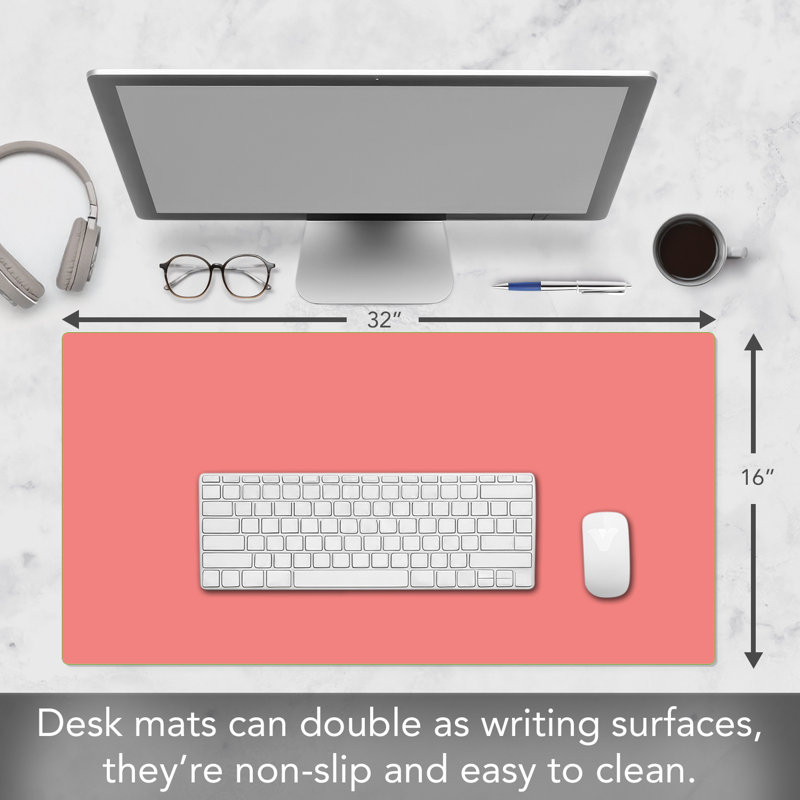 CounterArt Large Waterproof Desk Protector Mat 32" x 16", Pink