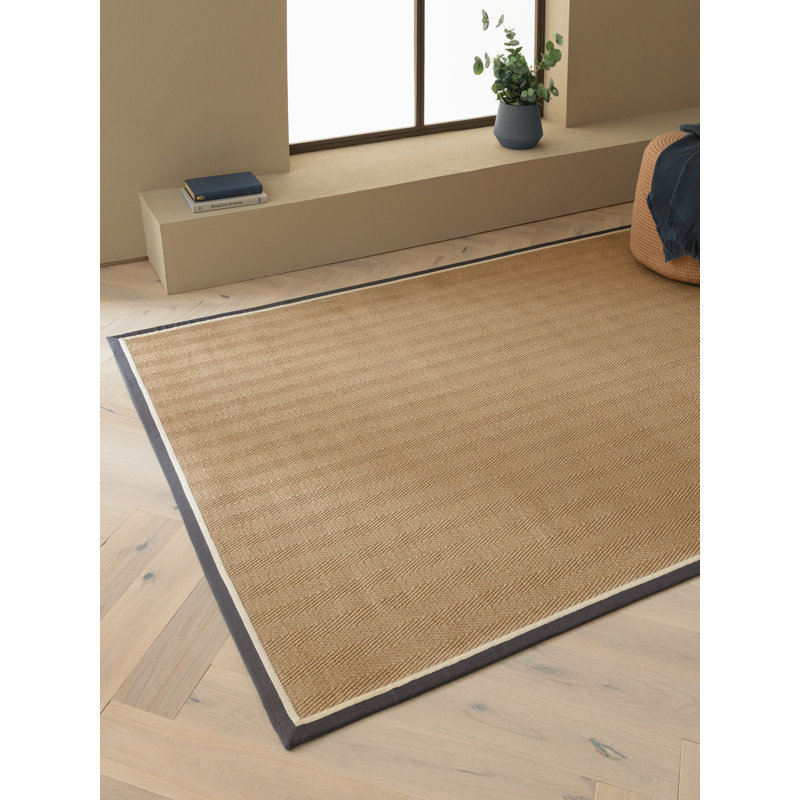 Rondle Herringbone Jute Area Rug, Rectangle 160 x 230 cm, Slate Cream