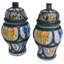 Ensemble de vases de table en céramique 2 pièces orange / bleu