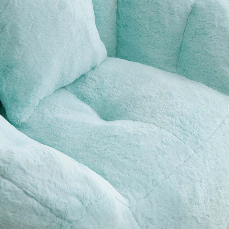 Fauteuil à billes Giant, Fausse fourrure bleu clair