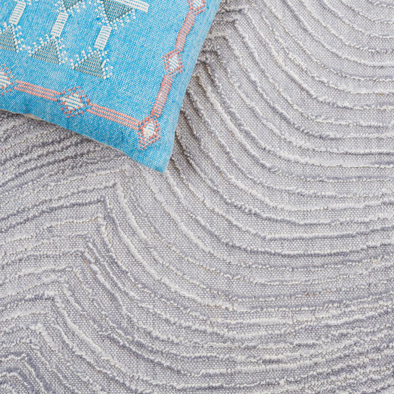 Aniessa Striped Hand Tufted Wool/Cotton Area Rug in White, Rectangle 4' x 6'