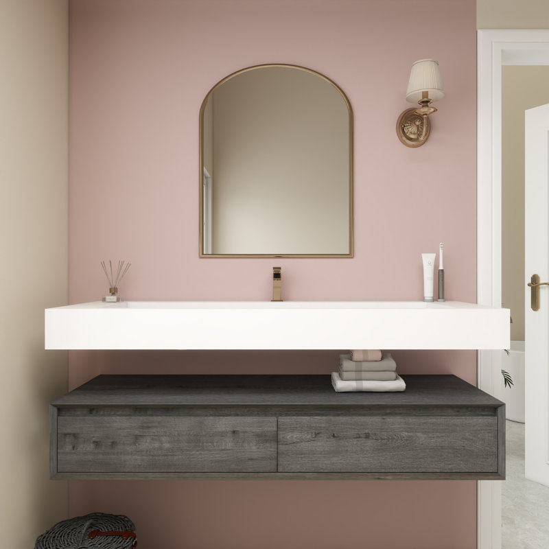 Alysa Wall-Mounted Single Bathroom Vanity Set, Smoke Oak