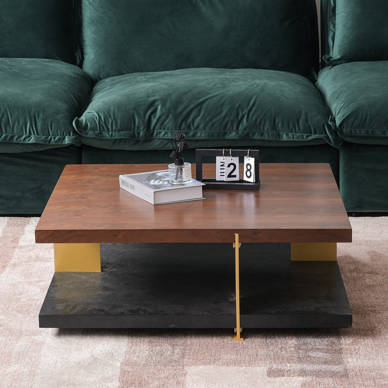 Table basse Classica, Plateau noyer / base noire