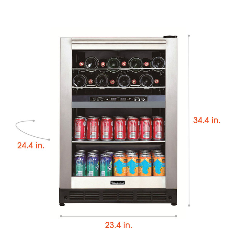 Magic Chef 24'' Stainless Steel Dual-Zone Wine and Beverage Cooler