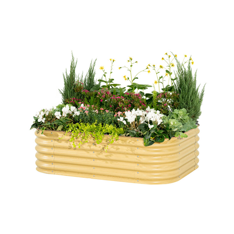17” Tall 6 In 1 Modular Metal Outdoor Raised Garden Bed, Olive Green, 17" H x 42" W x 60" D