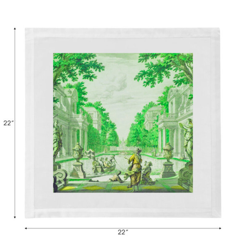 Dimanche A Paris Cotton Sateen Dinner Napkins, Green