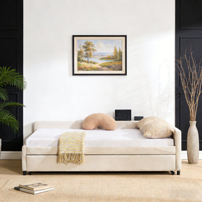 Structure de lit de jour en velours avec lit gigogne simple pour chambre à coucher et salon