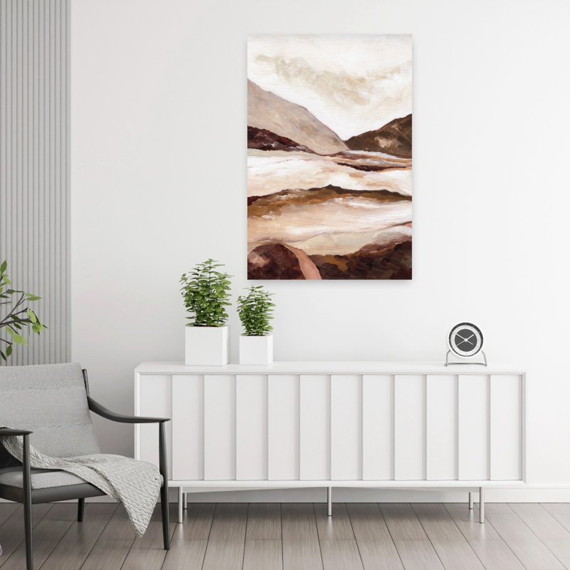 Earthy Mountain Path Abstract Minimalist Landscape Mountain Wall Art