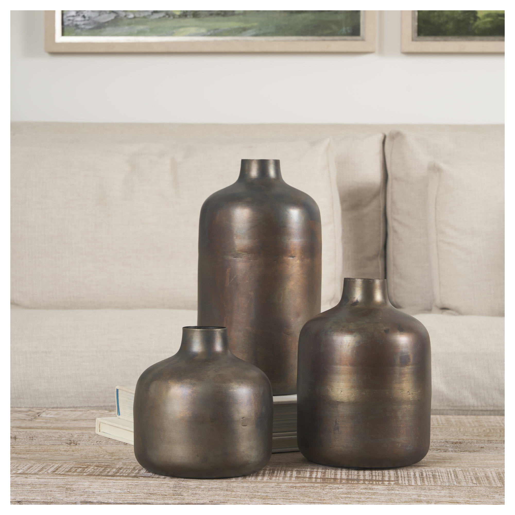 Bantice Metal Table Vase, 8.66" H x 6.3" W x 6.3" D