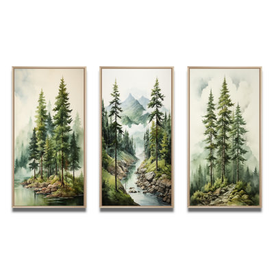Arbre vert pin vert Eternal Guardians III - ensemble d'art mural pin 3