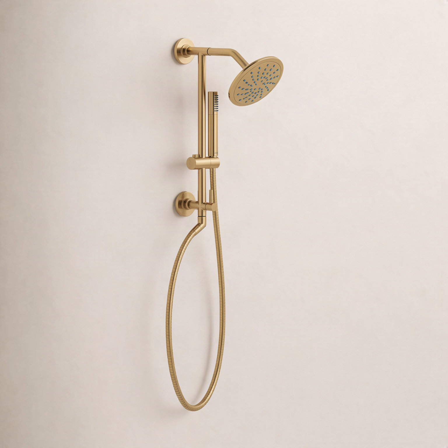 2 GPM Round Rain Shower Head, Brushed Gold