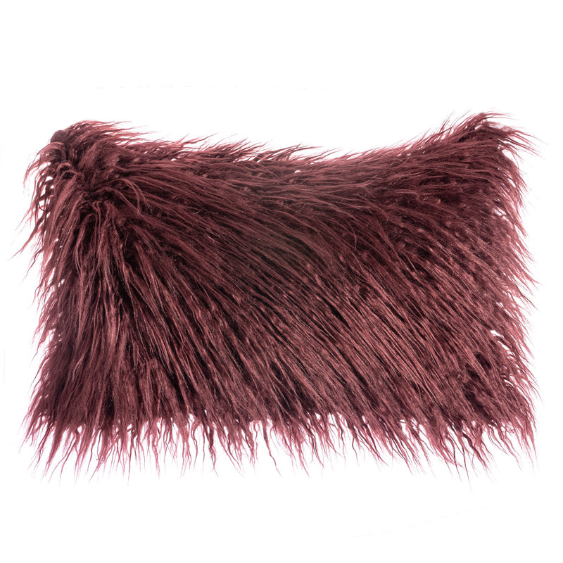 Housse de coussin en fausse fourrure seulement, Vin rouge