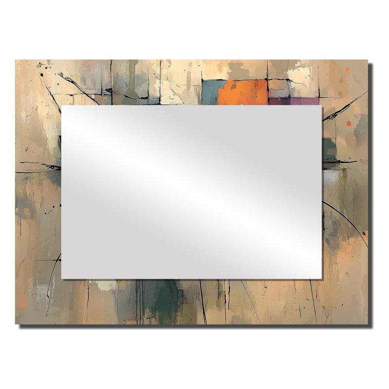 «Vintage Geometric Harmony Daisies I», art mural miroir floral, imprimé sur métal, 24 po x 32 po