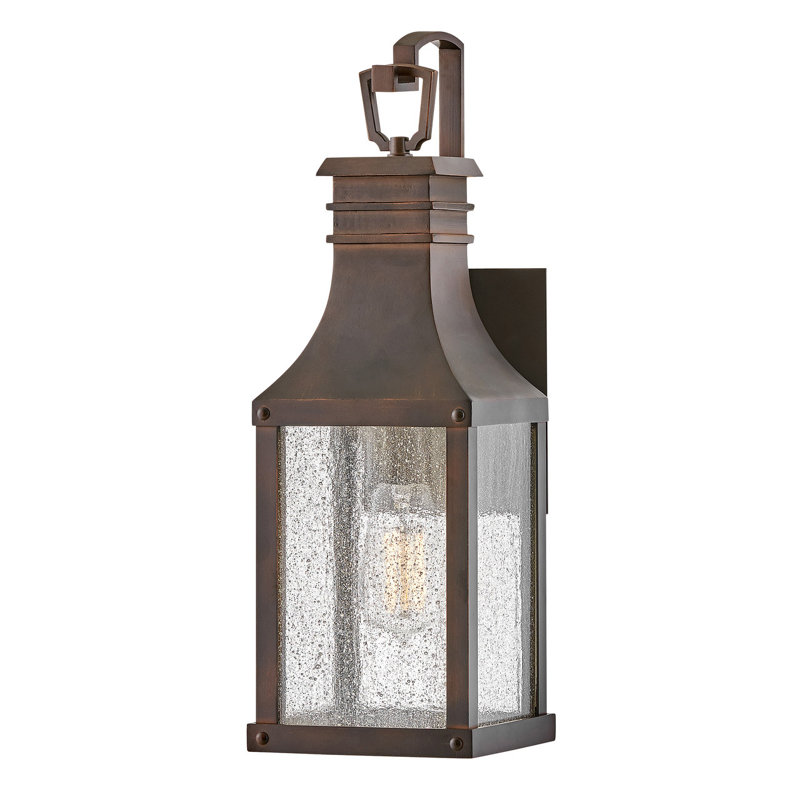 Beacon Hill 18" H Seeded Glass Outdoor Wall Lantern, Blackened Copper