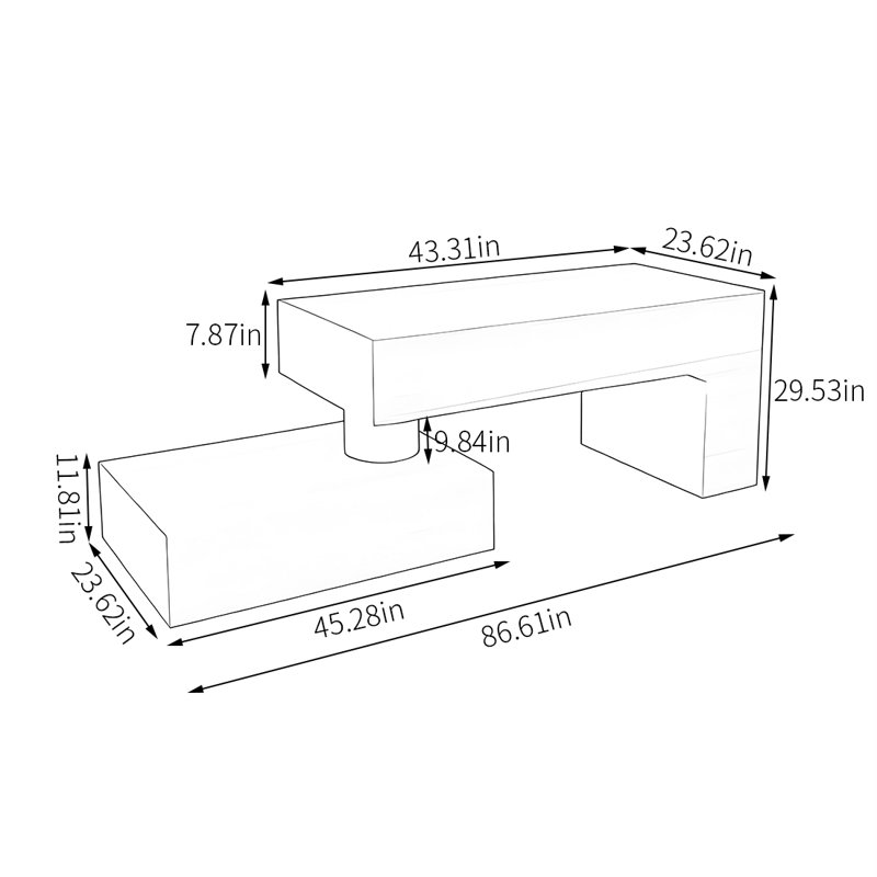 Présentoir simple et rustique du magasin, H 29,53 po x l 86,61 po x P 23,62 po, Burlywood