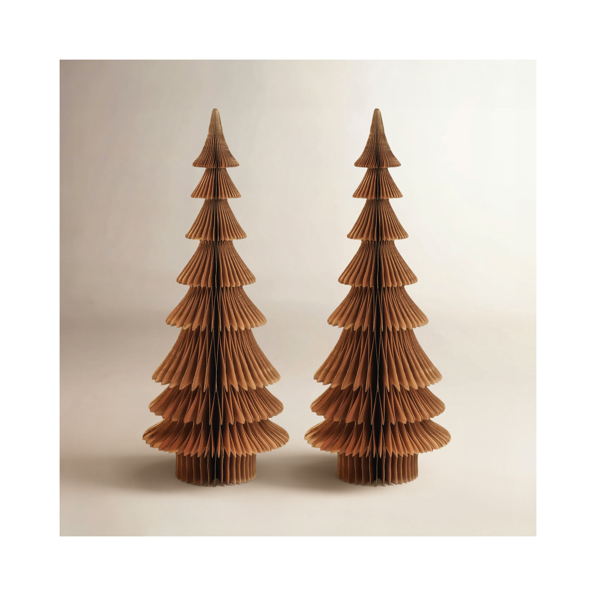 Miriam 24" Paper Decorative Cone Trees, Set of 2, Gold
